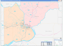 Kennewick-Richland Metro Area Wall Map Color Cast Style 2024